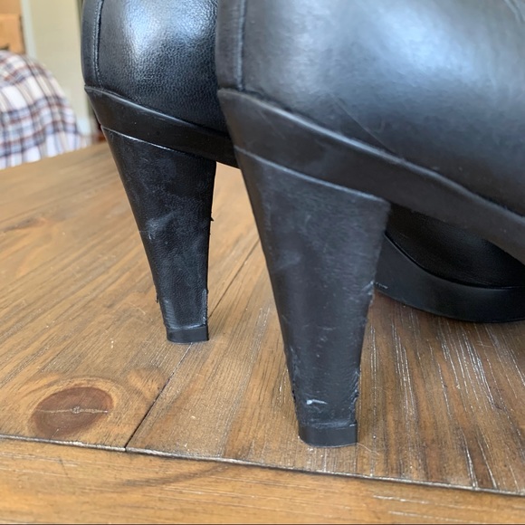 SOLD Stuart Weitzman | Black Leather Elastic-Strap Boot - Picture 9 of 15